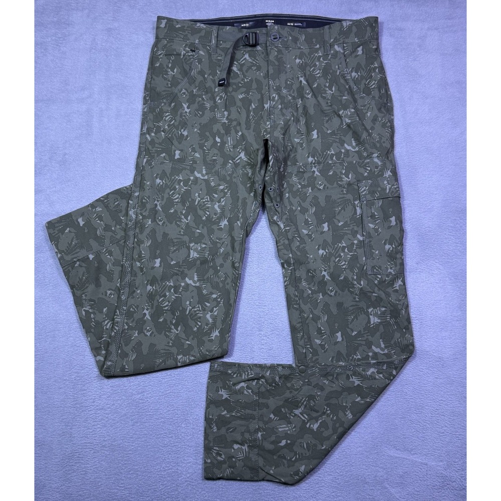 PrAna Pants Mens 34x32 Camo Slim Fit Performance Chino Buckle Strap Gorpcore